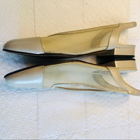 Vaneli Slingback Low Heel Shoe Metallic Beige Mesh Sides Round Toe size 8 - Picture 7 of 12